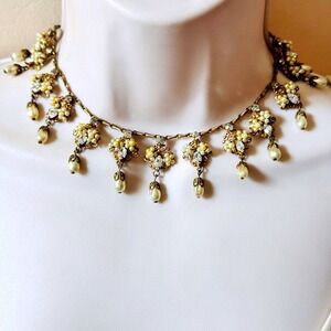 Miriam Haskell Choker Signed Necklace VTG Statement Pearl Crystal Beaded Rare